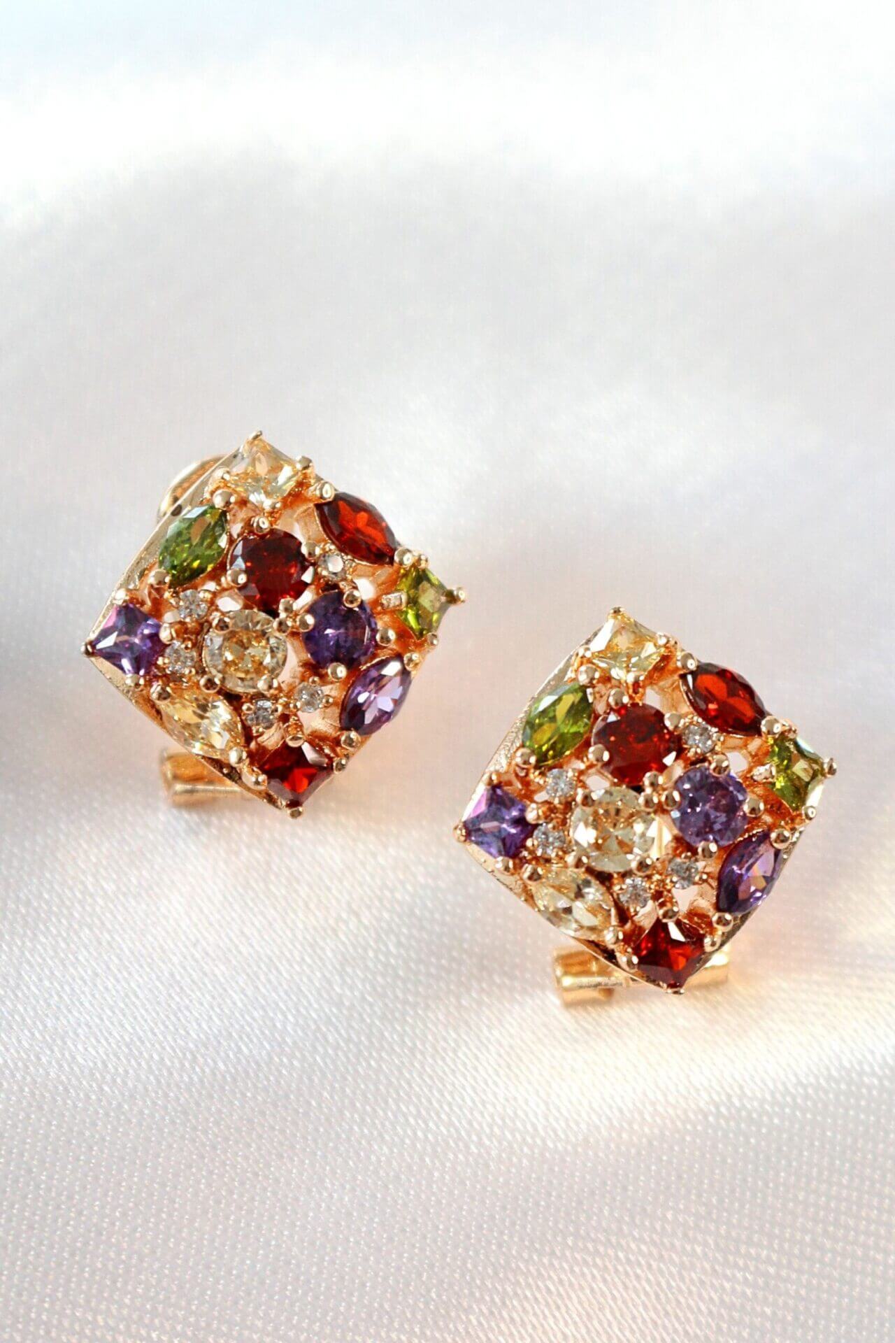 18 karat rainbow Austrian crystal earrings