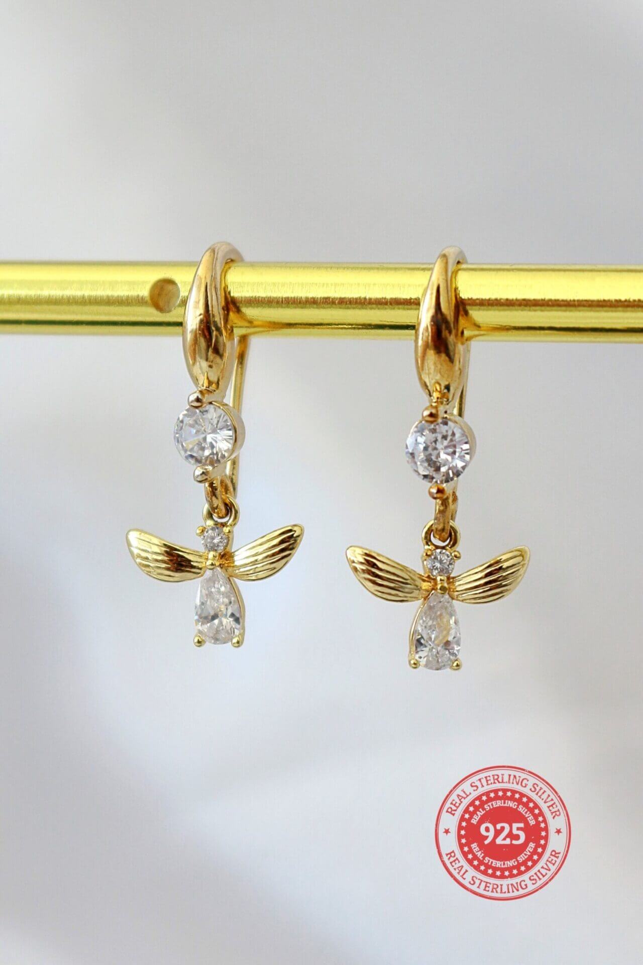 24 carat gold-plated mini flea bee earrings