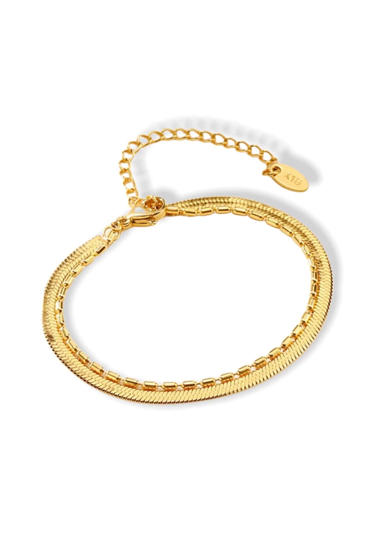 18 karat gold double chain bracelet