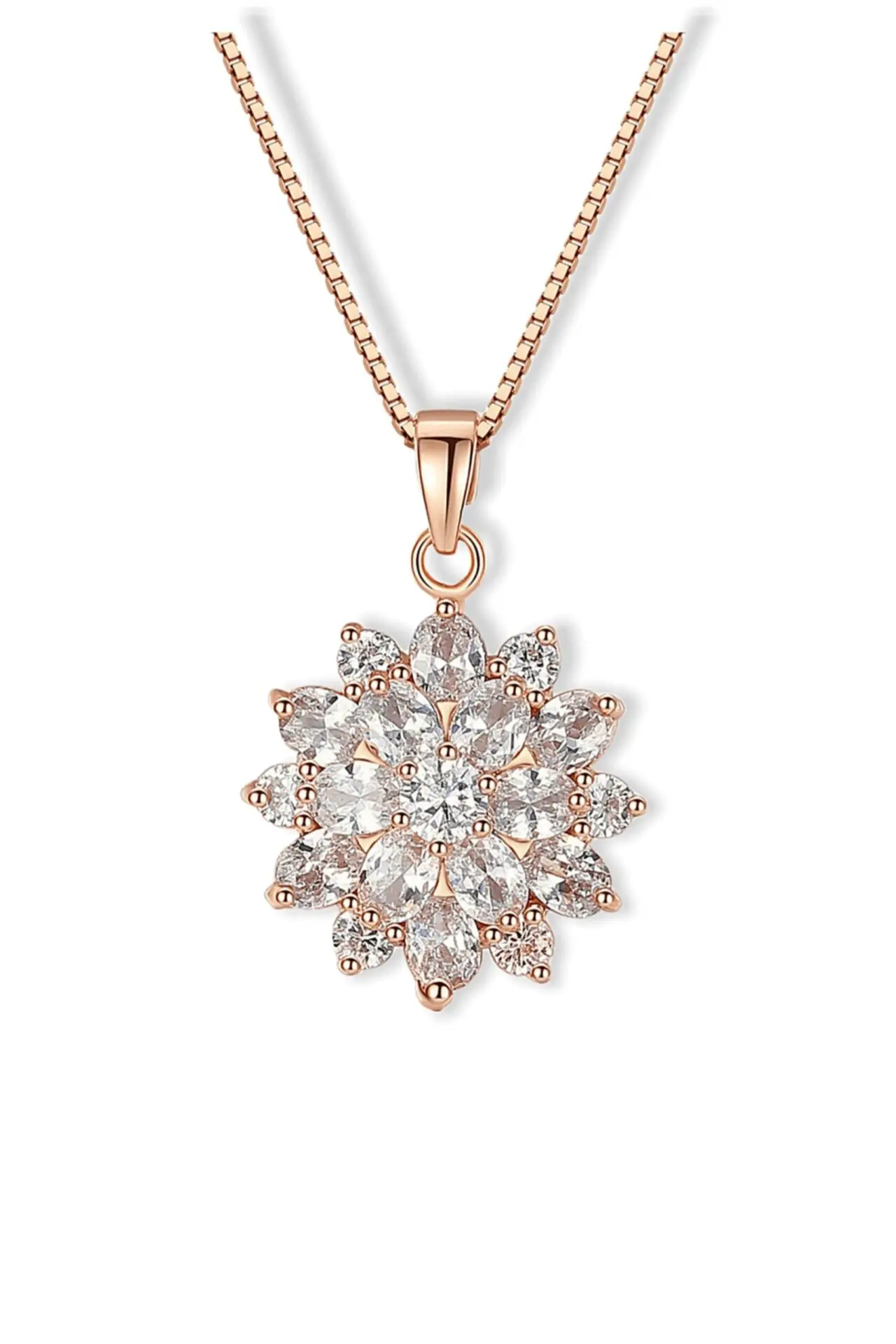 18 karats rose gold sunflower necklace