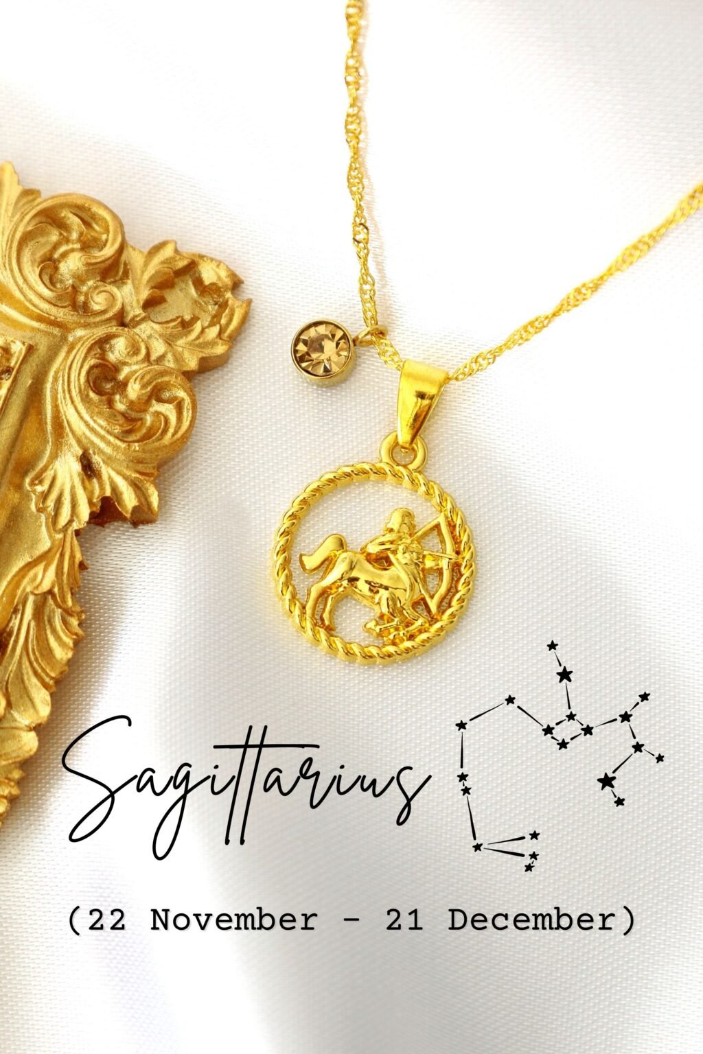 18K Zodiac Sign With Birthstone Necklace | DIVINE DULCET