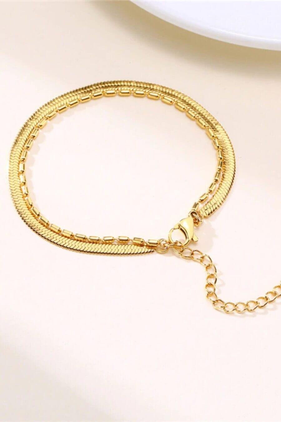 Double Layered Gold Bracelet 18K Gold Plated / Fine Layer Gold