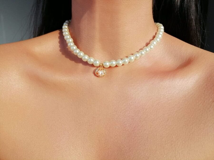 Pearl Choker Necklaces, Pearl Chokers, Ivory Pearl Necklace, Chokers 15 / Gold Filled