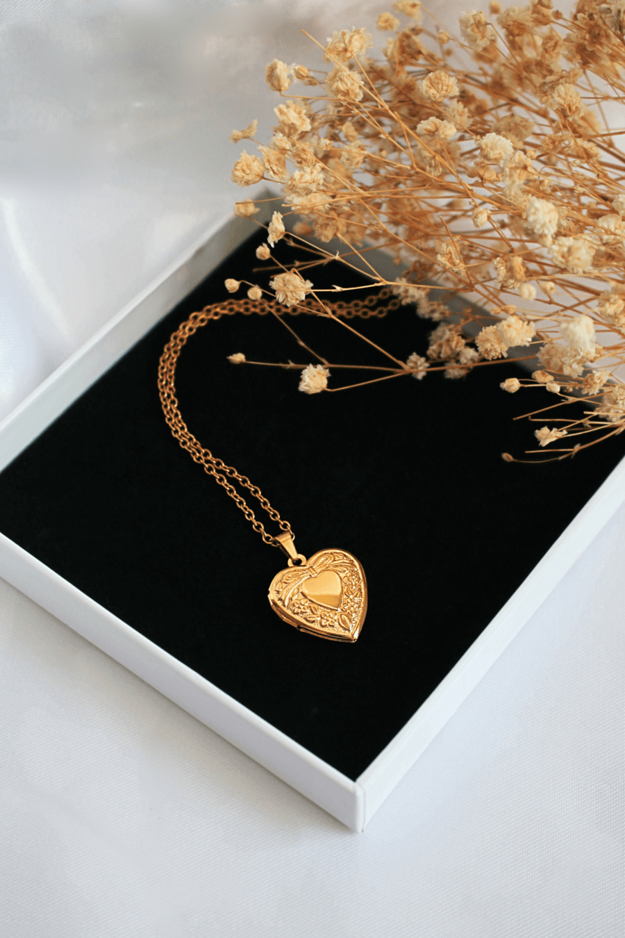 Gold Heart Diamond Locket Necklace