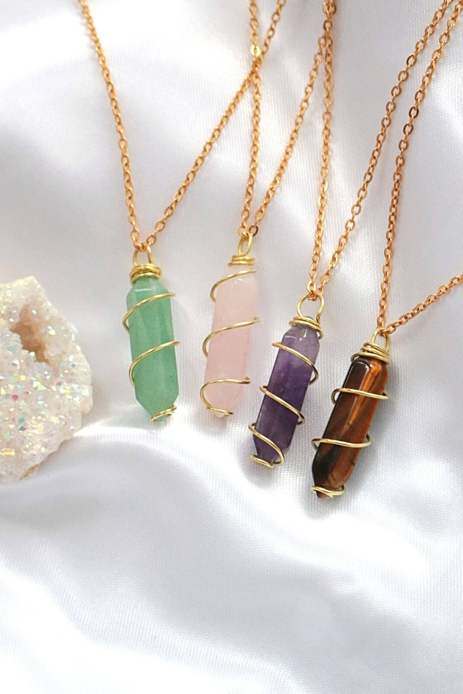 Amazon.com: Crystal Necklace Pendant Set, 36 PCS Hexagonal Crystal Clear  Gemstone Bullet Shape Artificial Stone, Healing Crystal Chakra Pointed  Quartz Stones Jewelry Making Charms for Women Girls Friends Gift