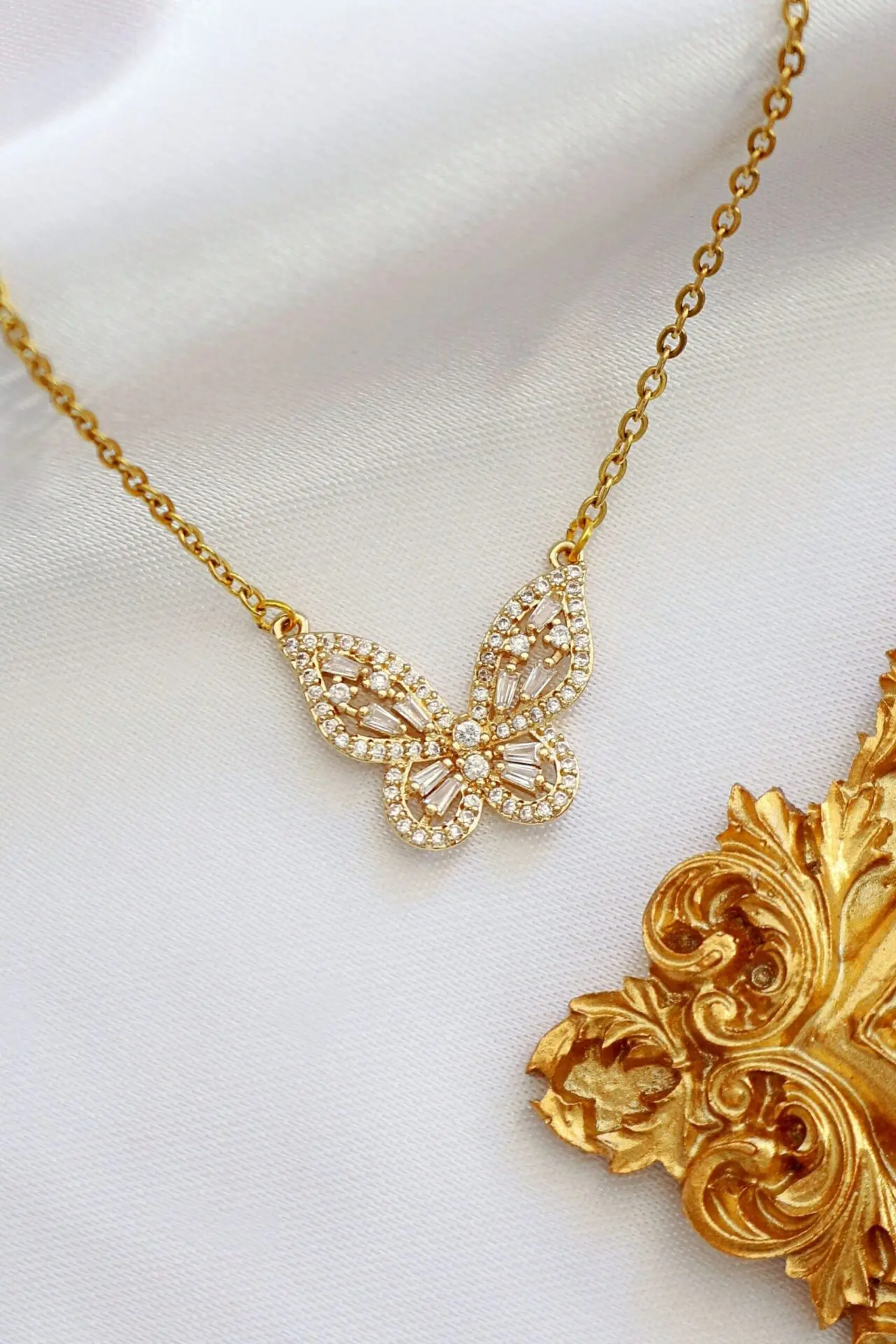 24 karat butterfly necklace