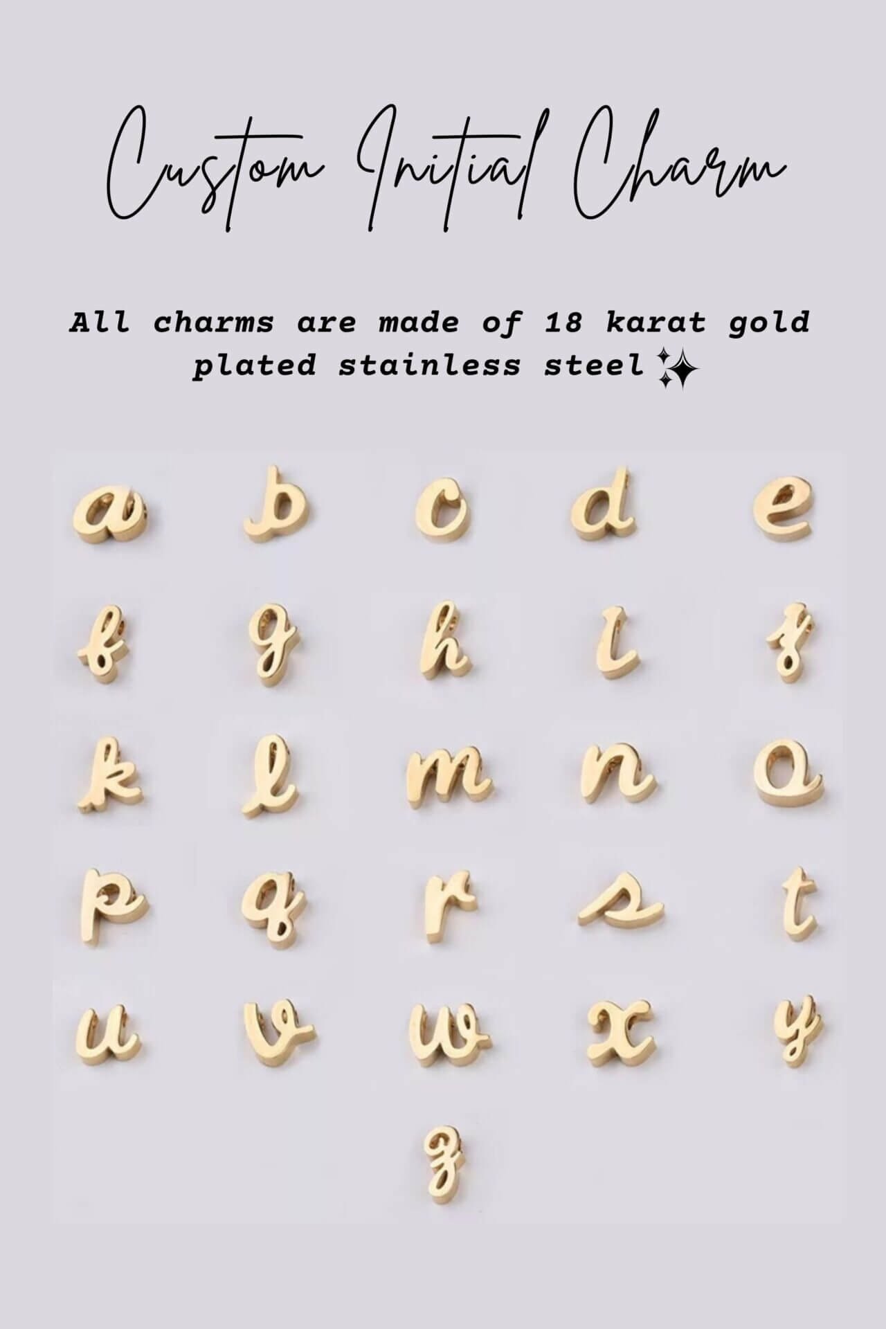 Charm Stainless Steel 18k Gold Color Plated Alphabet Charms