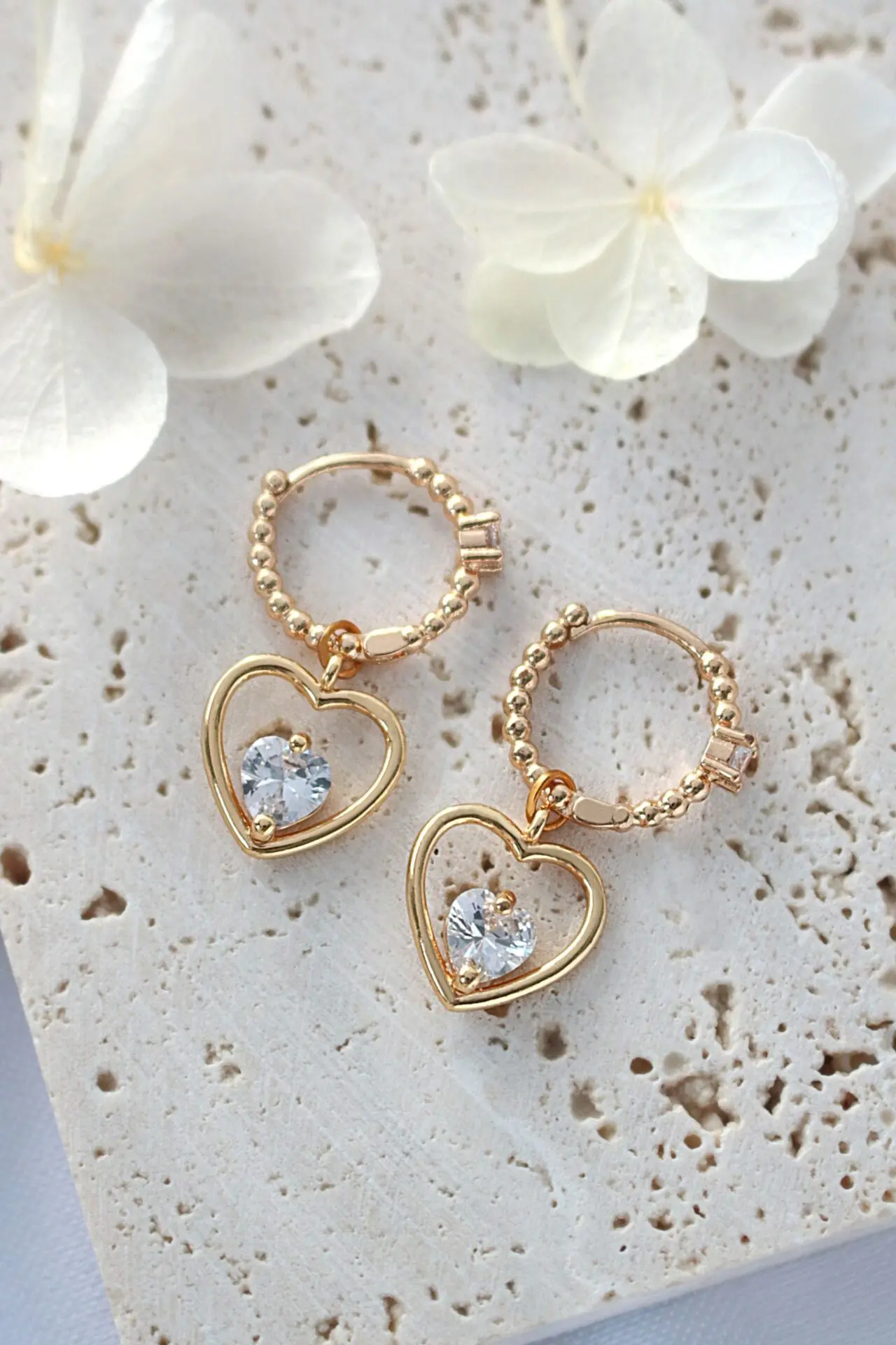 24 karat gold heart hoop