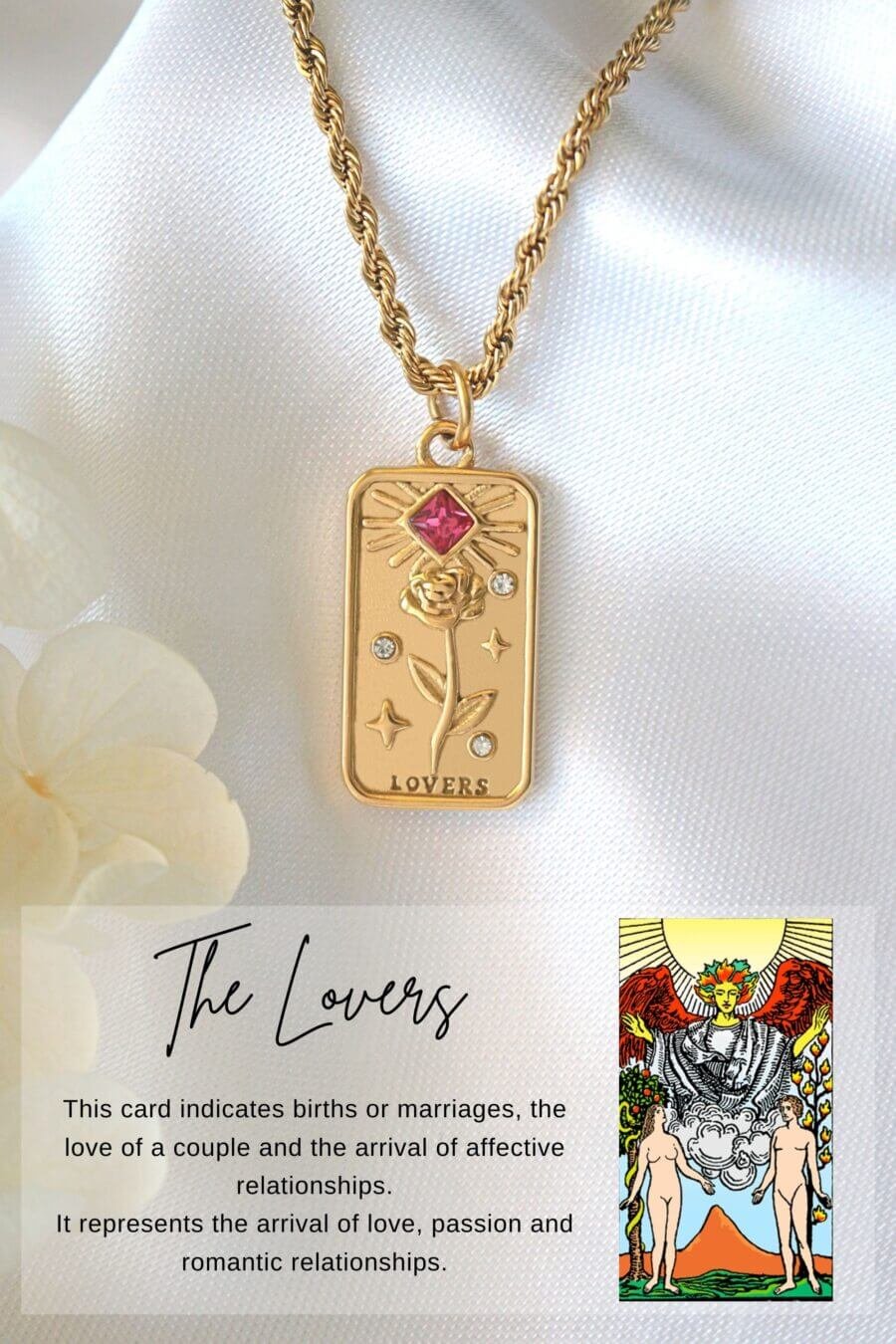 Bronze Sun Tarot Card Necklace with Gold Fill Chain