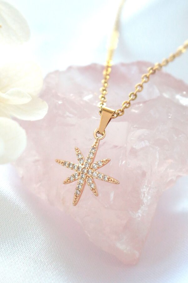 24 karat gold Polaris star necklace