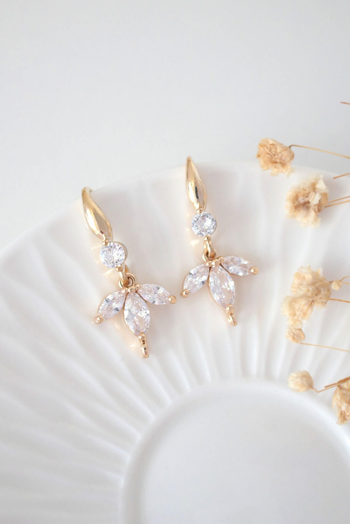"Bloom" | 24K CZ Flower Petals Hook Earrings